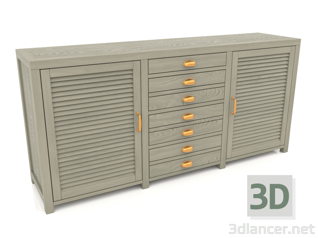 3d model Chest of drawers with doors (3 sections) - preview