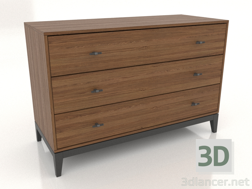 3D Modell Kommode 1200x500 mm (Nussbaum hell) - Vorschau