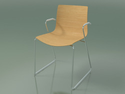 Silla 0387 (sobre rieles con reposabrazos, sin tapizado, roble natural)