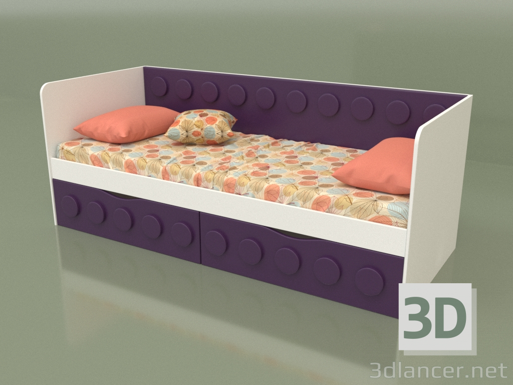 3d model Sofá cama para adolescentes con 2 cajones (Ametist) - vista previa