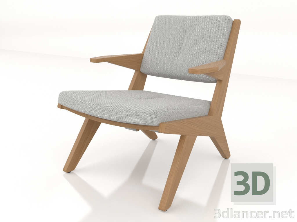 3d model Sillón con estructura de madera (roble natural) - vista previa