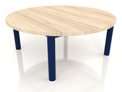 Table basse D 90 (Bleu nuit, Bois Iroko)