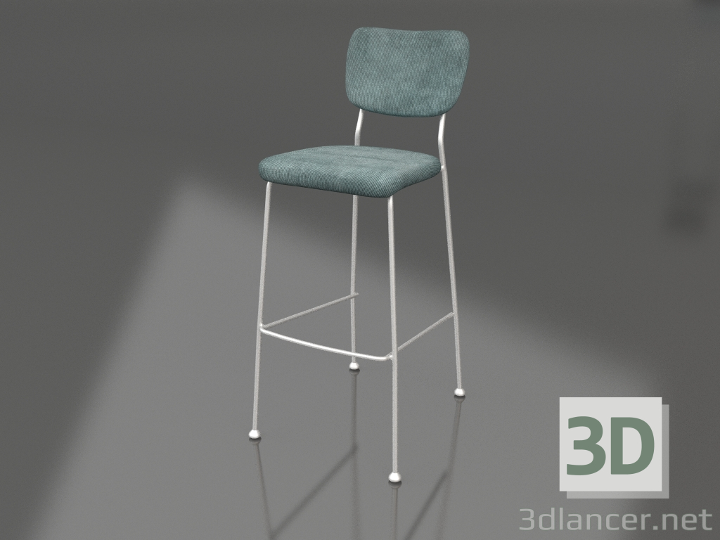 modello 3D Sgabello da bar Benson 75,5 cm (Grigio-Blu) - anteprima