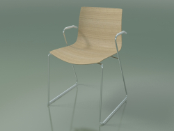 Chair 0387 (on rails with armrests, without upholstery, bleached oak)