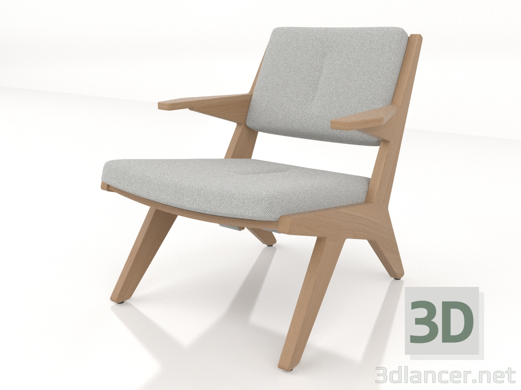 3d model Lounge chair with a wooden frame (light oak) - preview