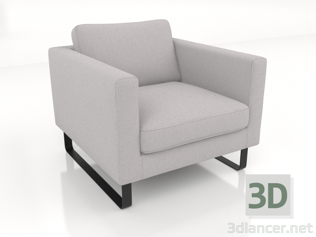 modèle 3D Fauteuil (pieds en métal, tissu) - preview