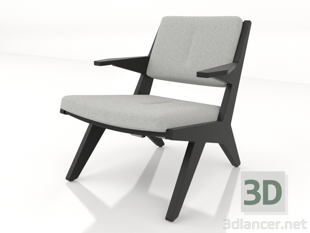 3D modeli Ahşap çerçeveli şezlong (siyah meşe) - önizleme