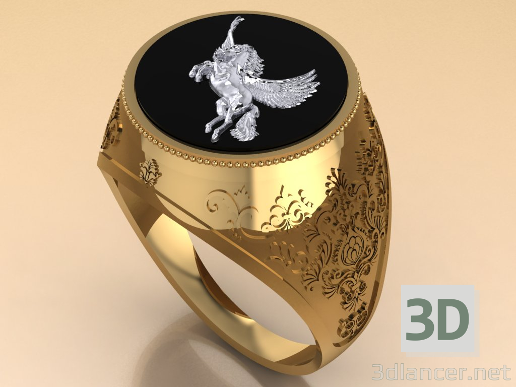 3d The ring with a black onyx model buy - render