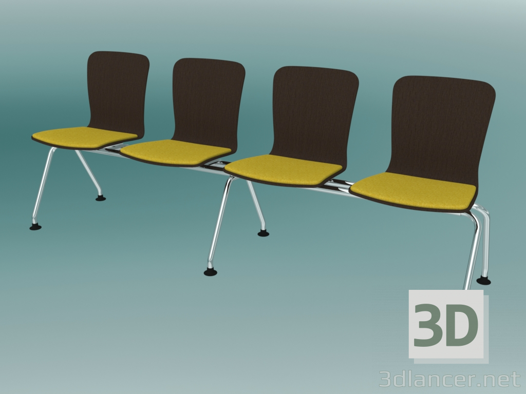 3d model Banco de cuatro plazas (K23L4) - vista previa