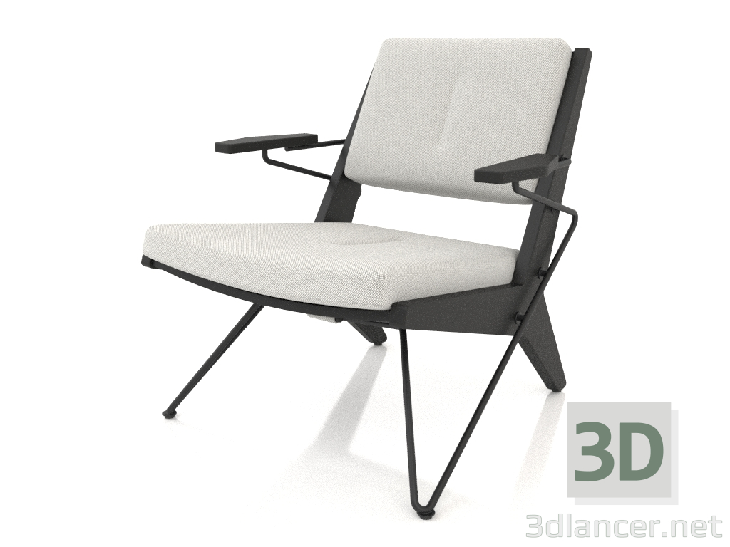 3d model Sillón con estructura de metal (roble negro) - vista previa