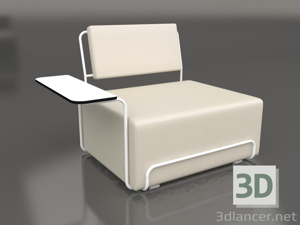 3d model Sillón con reposabrazos izquierdo (Blanco) - vista previa