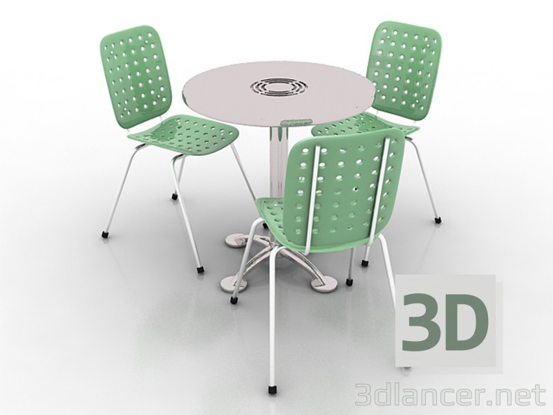 3d model table and chairs - preview