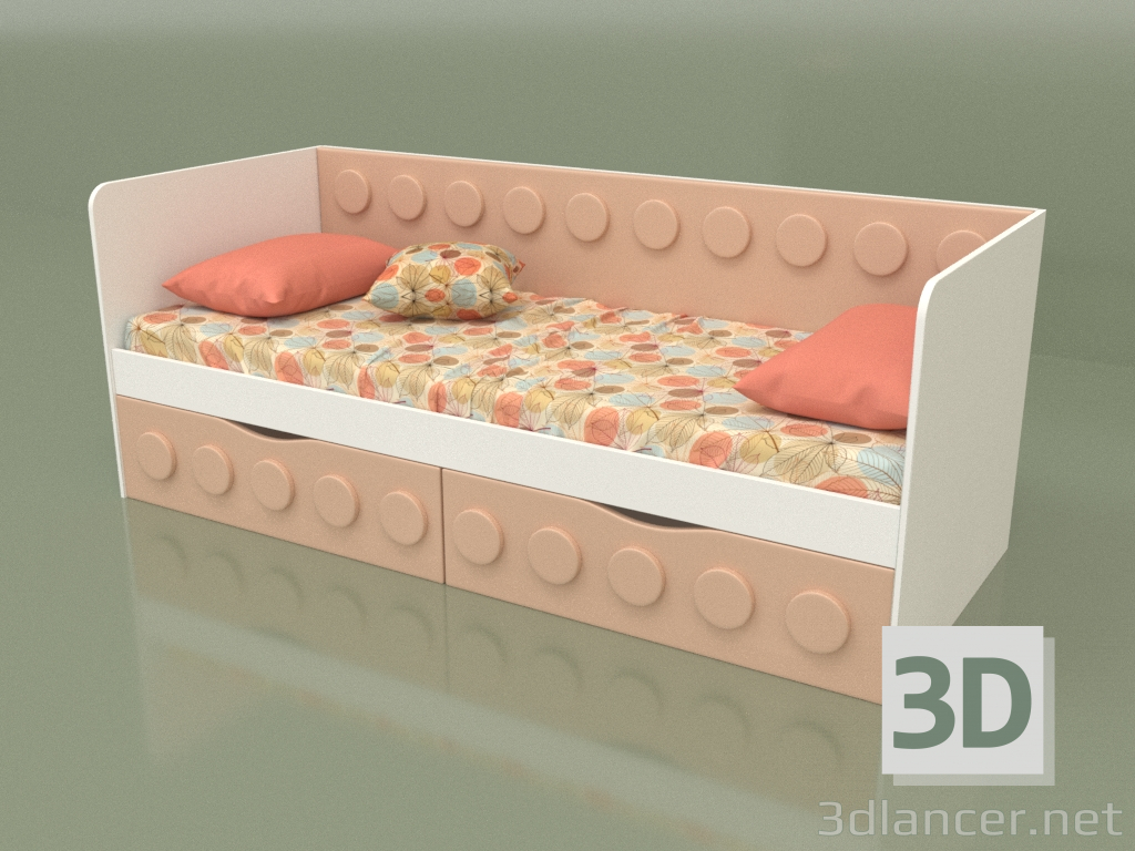 3d model Sofa bed for teenagers with 2 drawers (Ginger) - preview