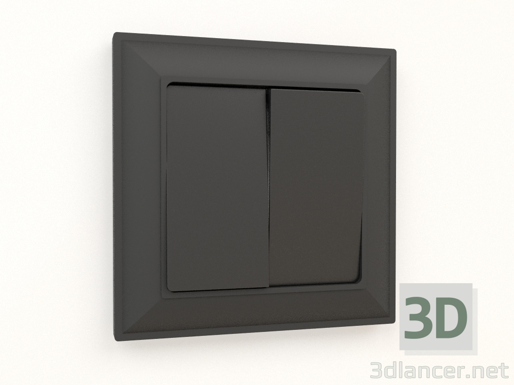 Modelo 3d Interruptor de dois grupos (preto fosco) - preview