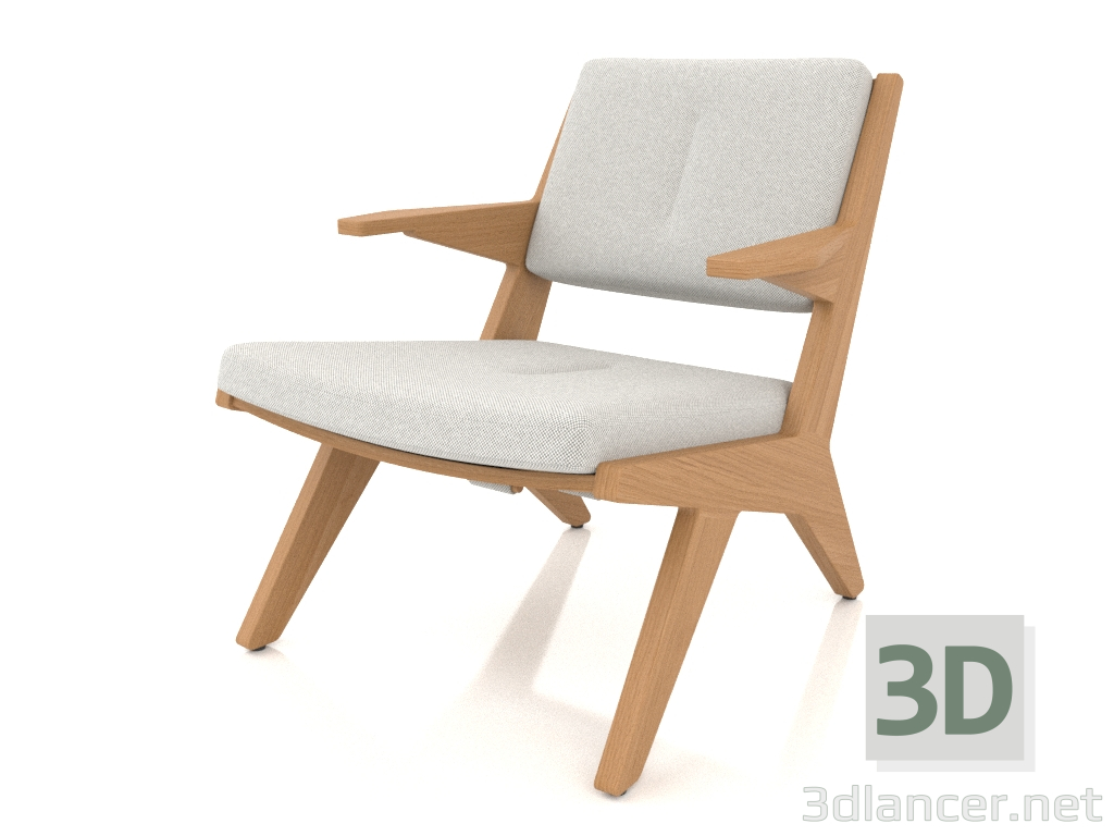 3D modeli Ahşap çerçeveli şezlong (doğal meşe) - önizleme