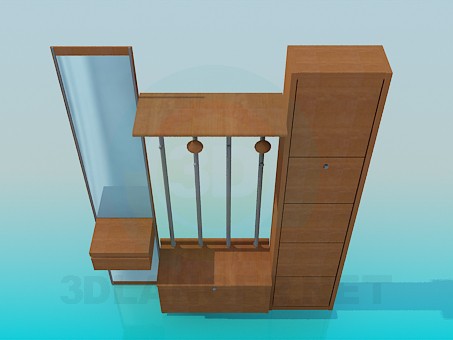 3D Modell Flurgarderobe - Vorschau