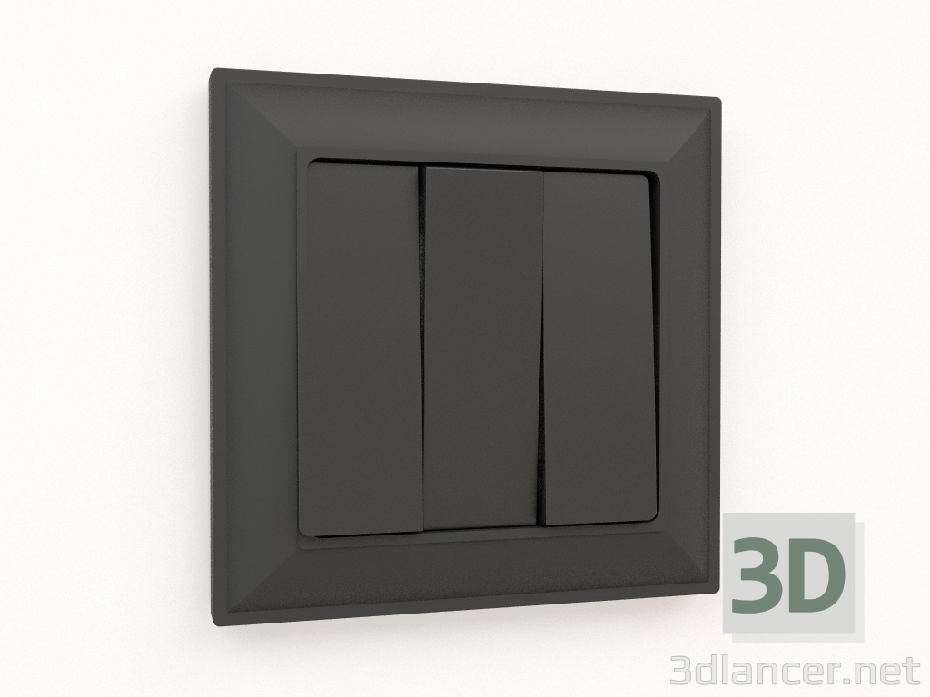 3d model Interruptor de tres elementos (negro mate) - vista previa