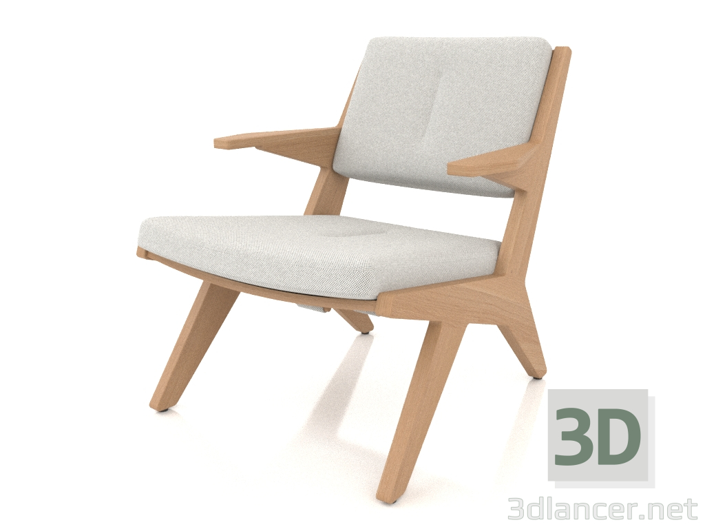 3d model Sillón con estructura de madera (roble claro) - vista previa