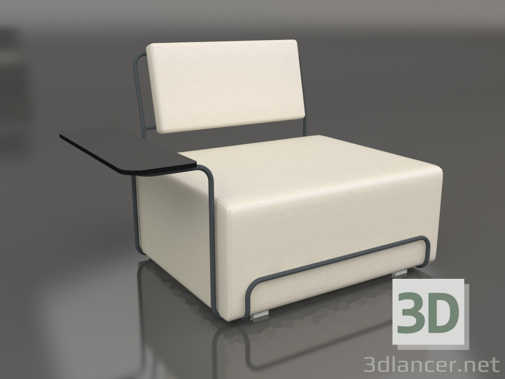 modello 3D Poltrona lounge con bracciolo sinistro (Antracite) - anteprima