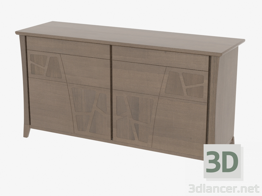 3d model Buffet 2 puertas 2 cajones con patas curvas CR2MOLC - vista previa