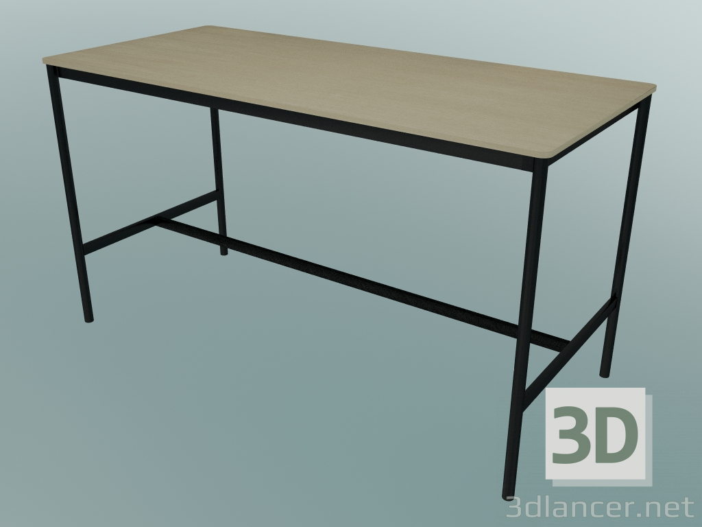 3d model Mesa rectangular Base alta 85x190x105 (Roble, Negro) - vista previa