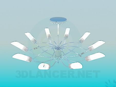 3d model Lámpara Chandelier con pinturas en el techo en forma de tubos - vista previa