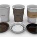 3d Coffee Cup (3 different styles Cups & Caps) model buy - render