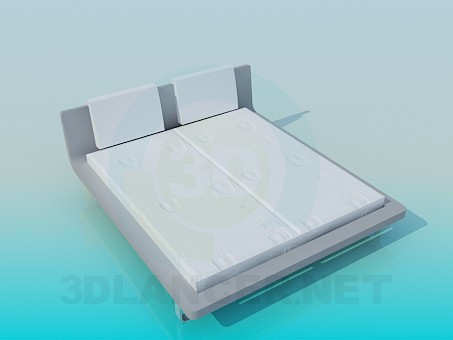 3d model Bed with stand and a soft headrest - preview