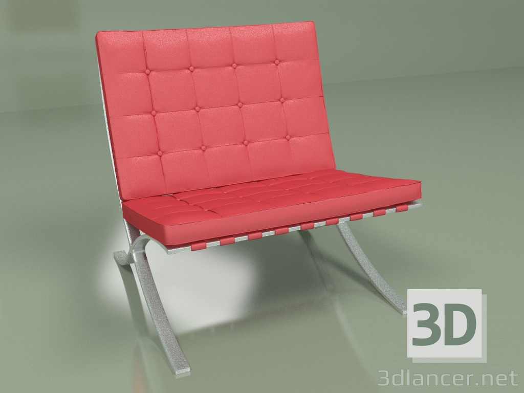 3d model Armchair Barcelona 2 (red) - preview