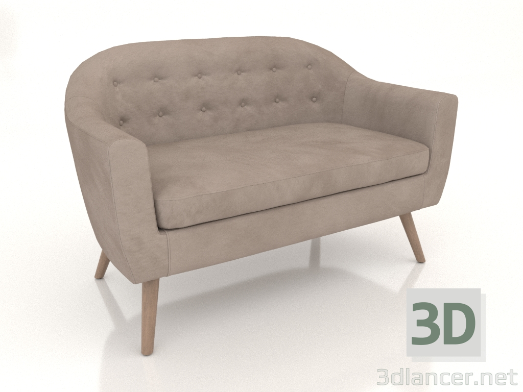 3d model Sofa Florence 2-seater (brown-walnut) - preview