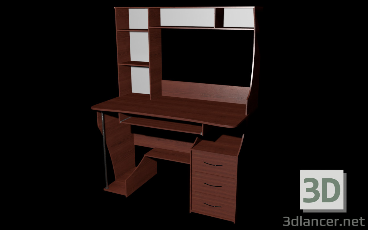 modèle 3D Bureau d’ordinateur - preview