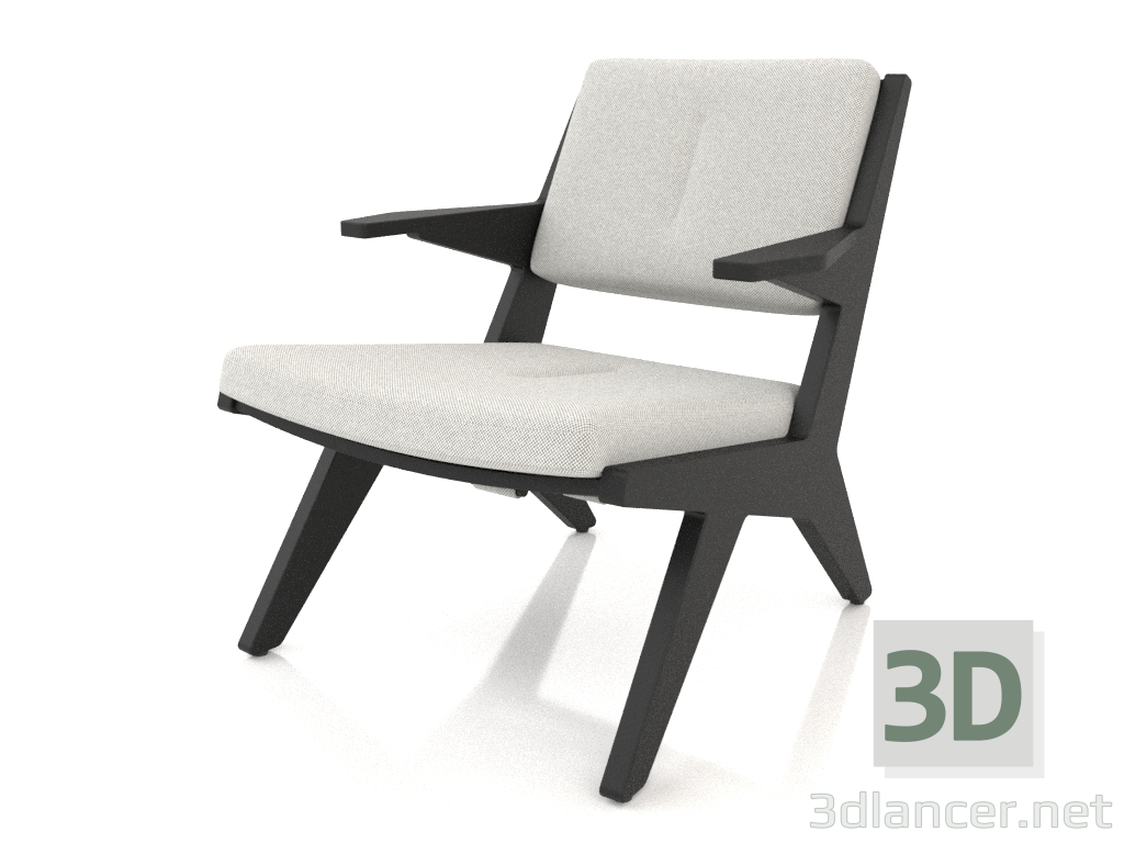 modello 3D Poltrona lounge con struttura in legno (rovere nero) - anteprima