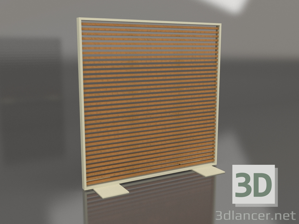 3d model Mampara de madera artificial y aluminio 150x150 (Roble dorado, Oro) - vista previa