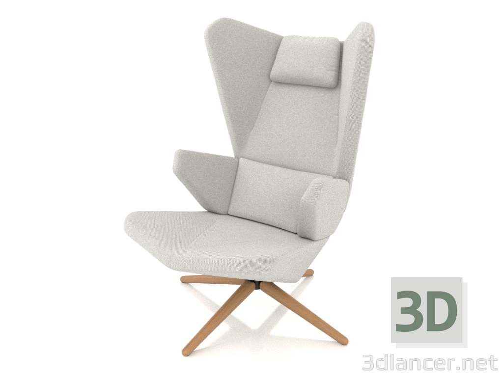 modèle 3D Une chaise longue avec un piètement en bois - preview