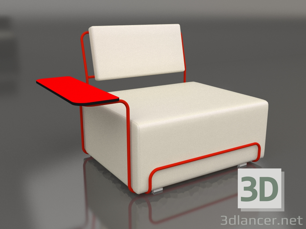 3d model Sillón con reposabrazos izquierdo (Rojo) - vista previa