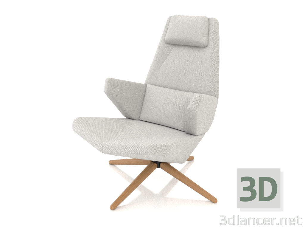 modèle 3D Fauteuil avec base en bois - preview