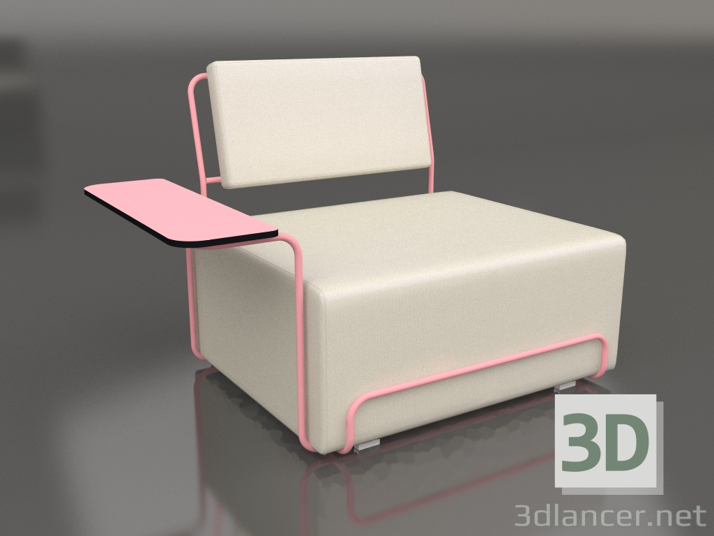 3d model Lounge chair with left armrest (Pink) - preview