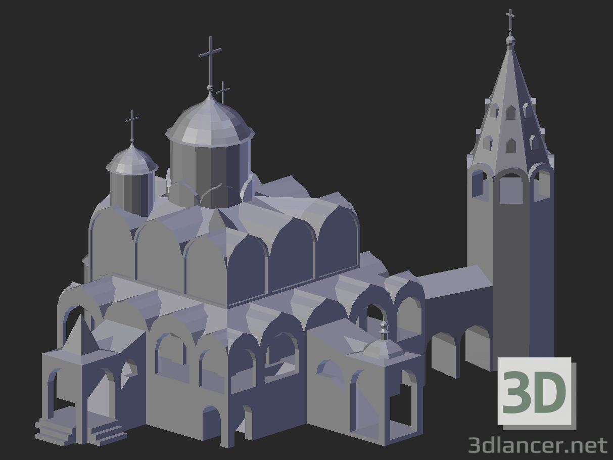 modèle 3D Suzdal. Cathédrale d'intercession avec un clocher - preview