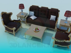 A set of furniture in the living room