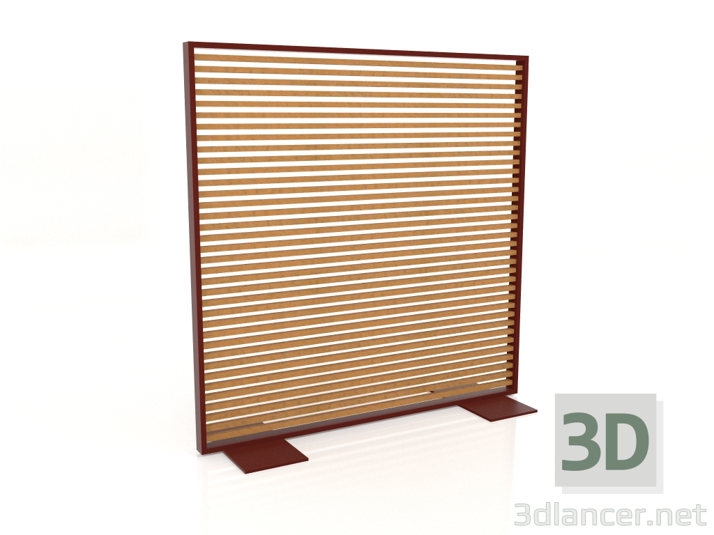 modello 3D Parete divisoria in legno artificiale e alluminio 150x150 (Roble golden, Wine red) - anteprima