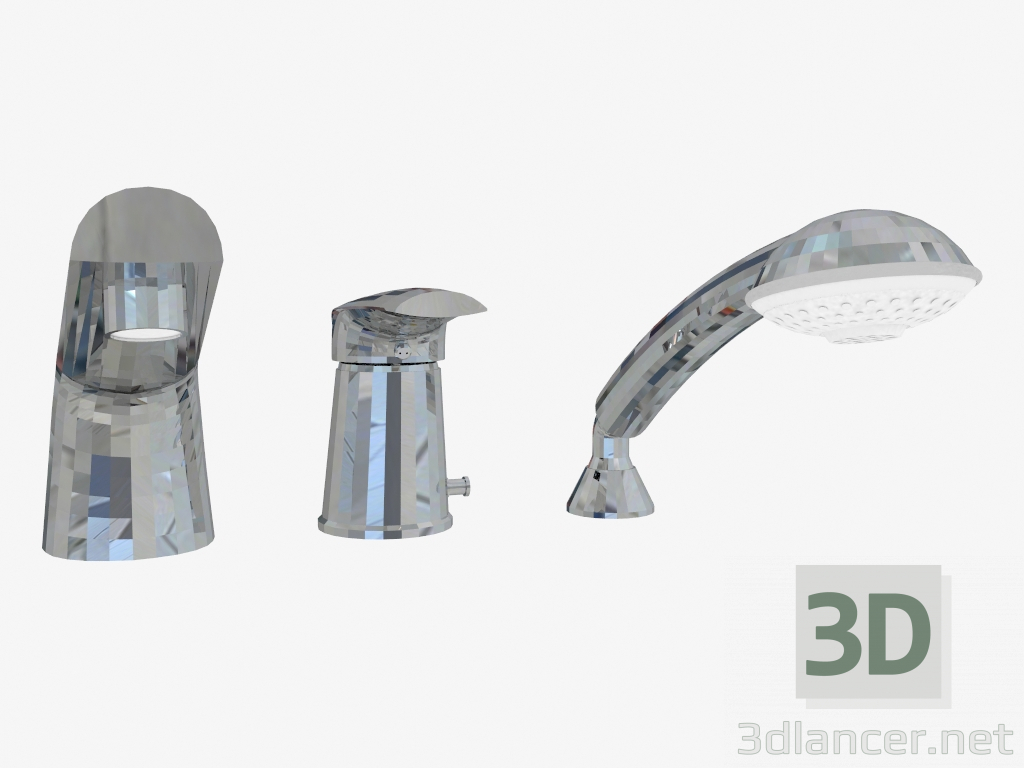 3d model Bath mixer with three holes Jaguar Line (BDX 013M) - preview