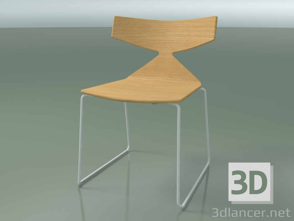 modello 3D Sedia impilabile 3702 (su pattini, rovere naturale, V12) - anteprima