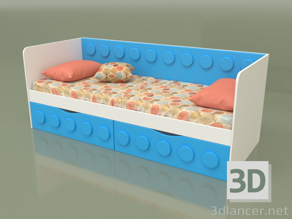 Modelo 3d Sofá-cama adolescente com 2 gavetas (topázio) - preview