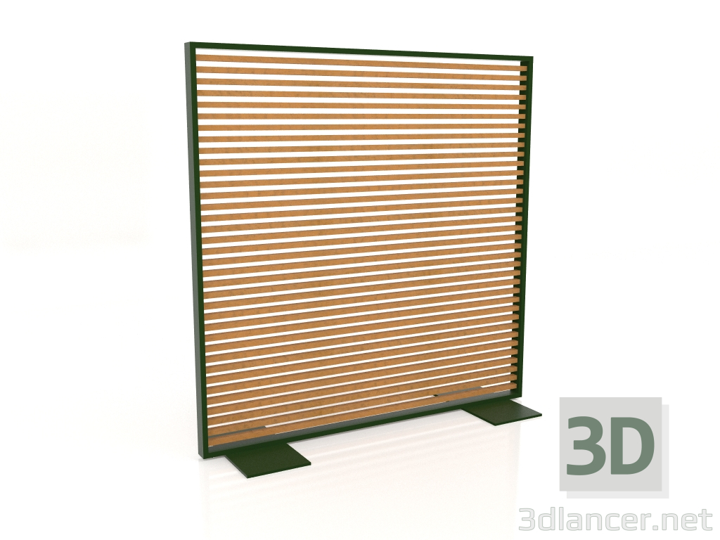 3d model Mampara de madera artificial y aluminio 150x150 (Roble dorado, Verde botella) - vista previa