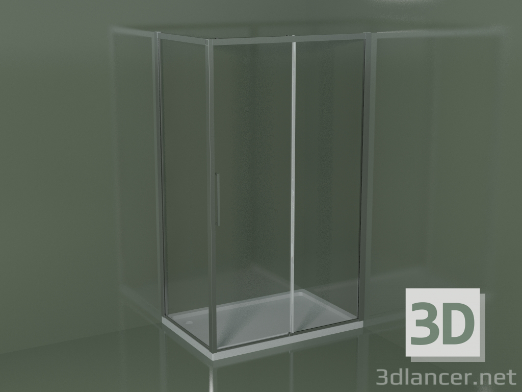 Modelo 3d Cabine de duche deslizante ZQ + ZF 120 para base de duche retangular de canto - preview