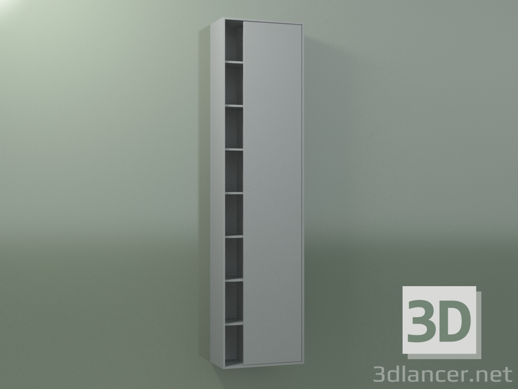 modèle 3D Élément mural avec 1 porte droite (8CUCFCD01, Gris Argent C35, L 48, P 24, H 192 cm) - preview