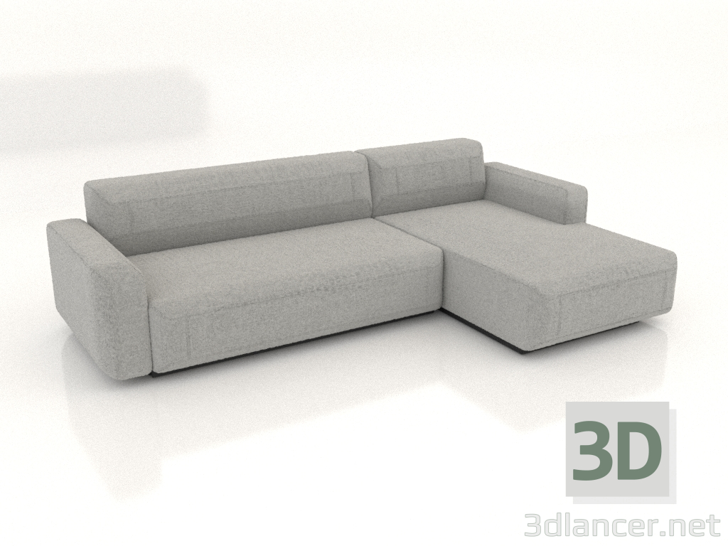 3d model Sofa-bed 2.5 seater extended right - preview