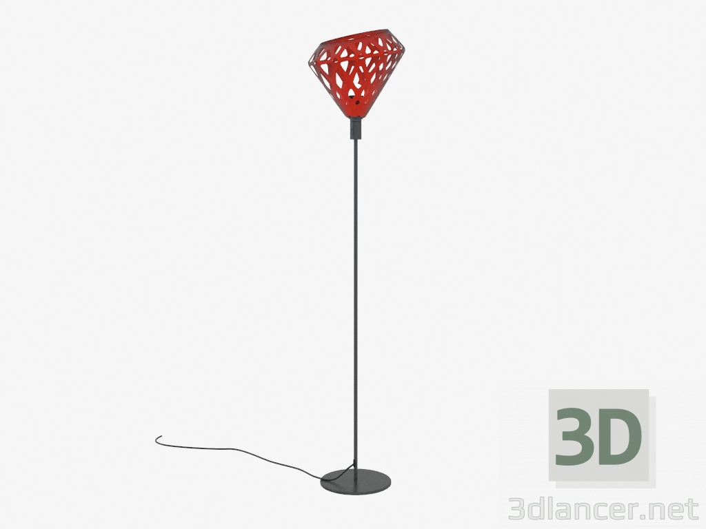 3d model Lámpara de pie (naranja oscuro) - vista previa