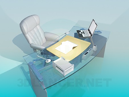 3d model Writing desk with armchair - preview