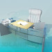 3d model Writing desk with armchair - preview